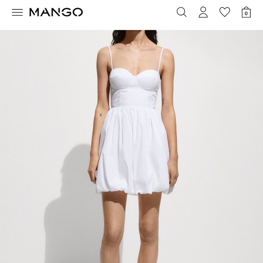 Mango White Bubble Hem Dress